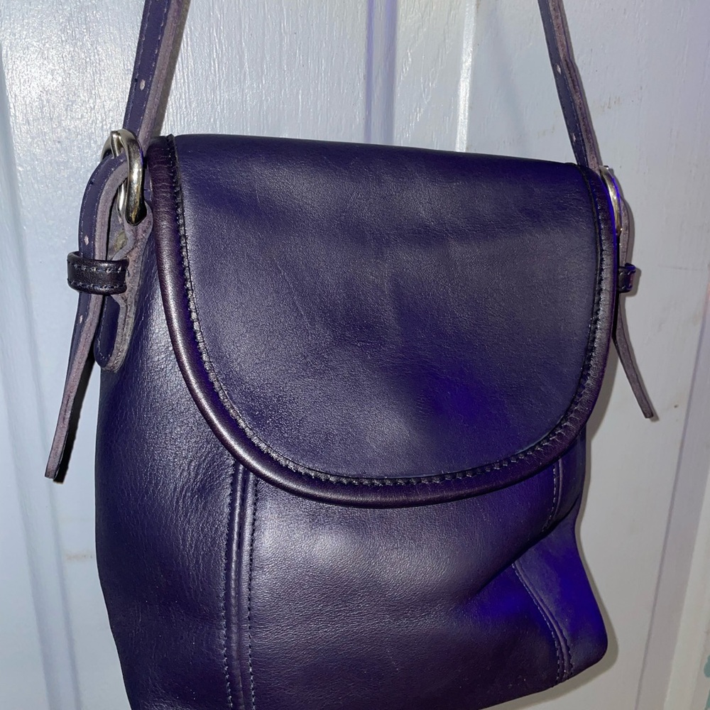 Coach VINTAGE Bag 4108 Rare Purple Leather Small Soho Flap Crossbody